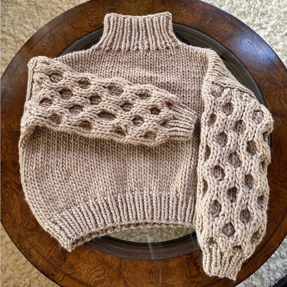 Mr Mittens Knit Turtleneck Sweater - Tan
